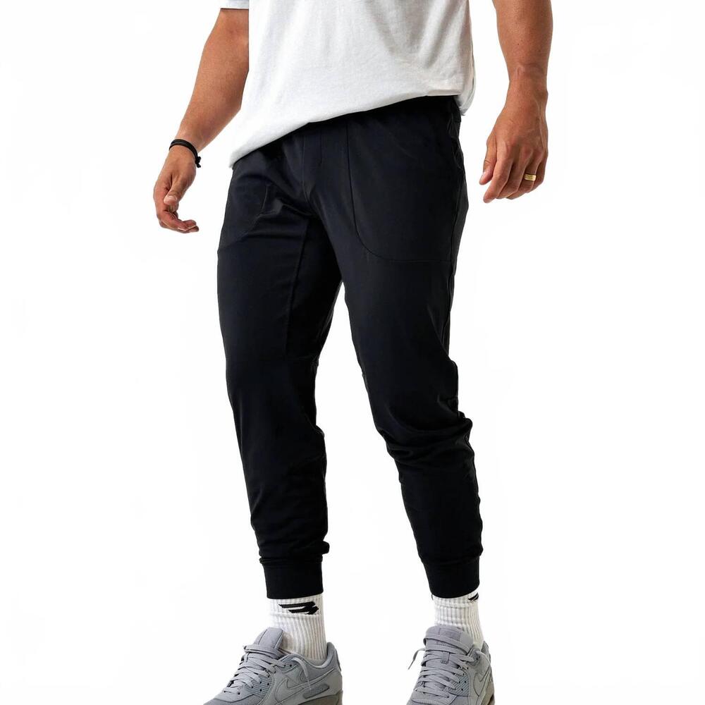 NEW BURLEBO drawstring performance joggers in black